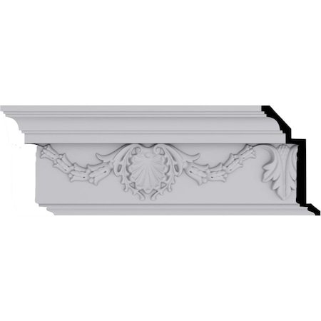 Ekena Millwork 6 1/4"H x 3 3/8"P x 7"F x 94 1/2"L, (16" Repeat), Shell Crown Moulding MLD06X03X07SH